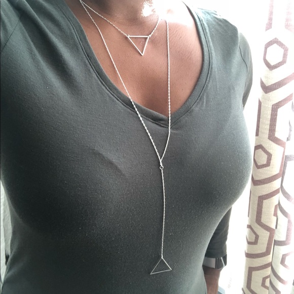 faith + sparkle Jewelry - Silver Double Layered Triangle Necklace
